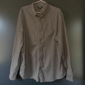 Express Men’s Button-Down Shirt Size XL Gray Long Sleeve Cotton Casual Top